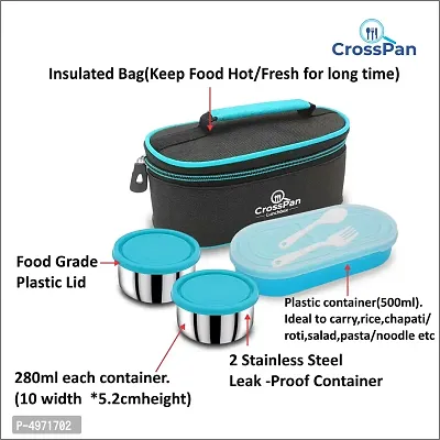 Double Decker Executive Lunch Tiffin Box 2 Ss Container 1 Microwave Safe Container-thumb2