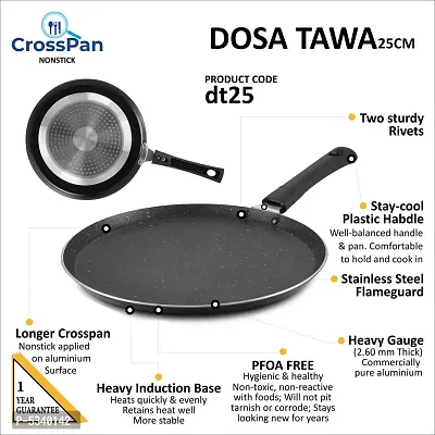 Non Stick Dosa Tawa Roti Tawa Big Size Dia Size 25Cm Induction And Gas Stove Compatible Aluminum Black Granite Finish-thumb3