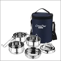Trio Stainless Steel Lunch Box Tiffin Box With Insulated Bag-thumb1