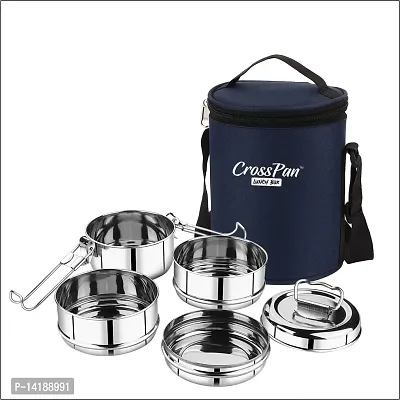 Trio Stainless Steel Lunch Box Tiffin Box With Insulated Bag-thumb2