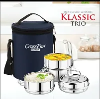 Trio Stainless Steel Lunch Box Tiffin Box With Insulated Bag-thumb2