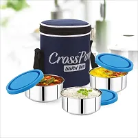 Cross Pan Imperial Executive Stainless Steel Lunch Box Tiffin Box Navy Blue Insulated Bag-thumb3