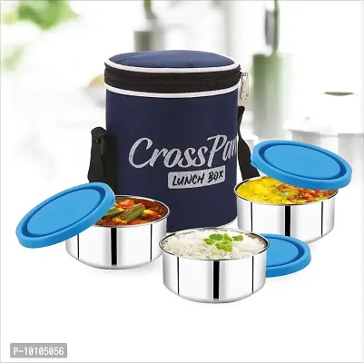 Cross Pan Imperial Executive Stainless Steel Lunch Box Tiffin Box Navy Blue Insulated Bag-thumb4