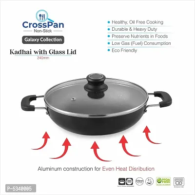 Non Stick Kadai With 3 Way Non Stick Coating 24Cm Induction And Gas Stove Compatible Aluminum Black Granite Finish-thumb3