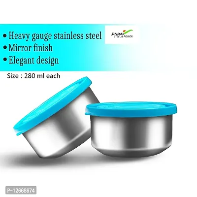 Classy Stainless Steel Lunch Box With Sleek Bottle 280 Ml Each Ss Containers 700 Ml Bottle-thumb3