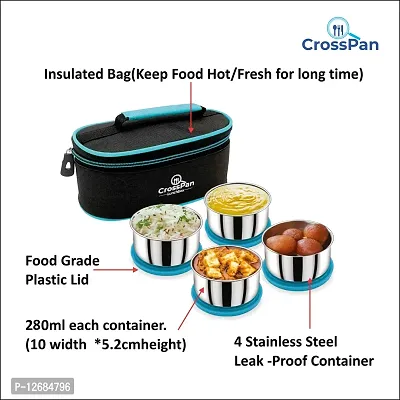 CrossPan Smart 4 Pcs Steel Lunchbox 4 Containers Lunch Box??(1200 ml)-thumb3