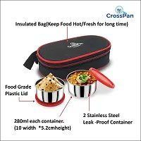 CrossPan Fresh Meal Stainless Steel Lunch/Tiffin Box -2Container Insulated Bag (Red)-thumb1