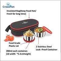 CrossPan Freshmeal lunch box / tiffin box 2 containers 280ml each with water bottle 750 ml-thumb2