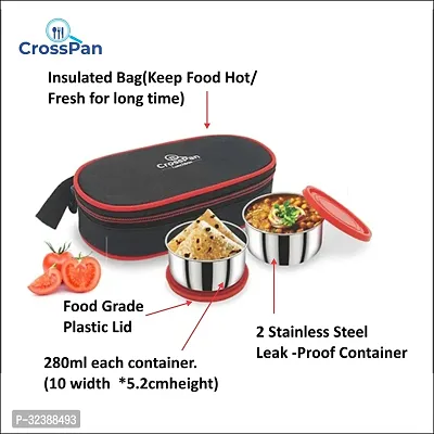 CrossPan Freshmeal lunch box / tiffin box 2 containers 280ml each with water bottle 750 ml-thumb3