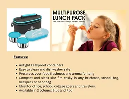 CrossPan Double decker lunch box / tiffin box 3 containers 280ml each with water bottle 750 ml-thumb1