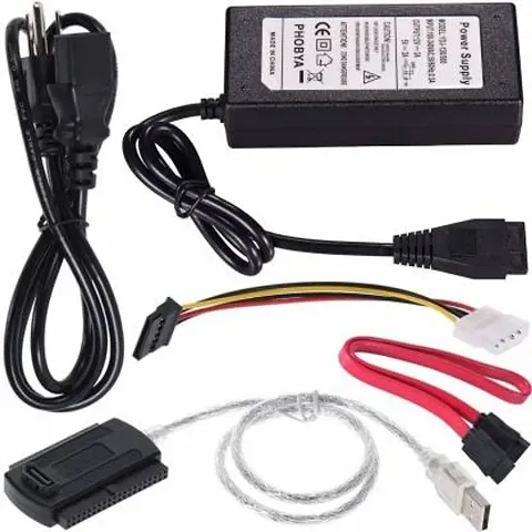 Yaksha USB 2.0 to SATA + IDE (2.5/3.5/5.5) HDD Cable Adapter with Power Adapter Connect SATA/IDE Laptop  Desktop HDD Directly Connect to Laptop, Desktop  PC etc USB Adapter (Black)