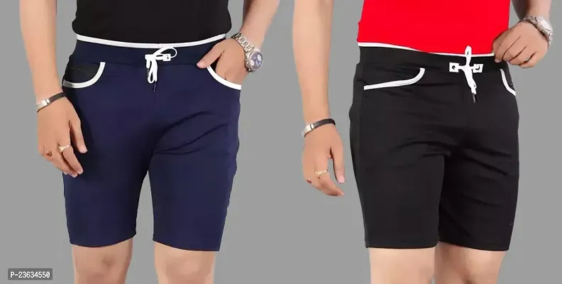 Stylish Polyester Solid Shorts For Men Pack Of 2-thumb0