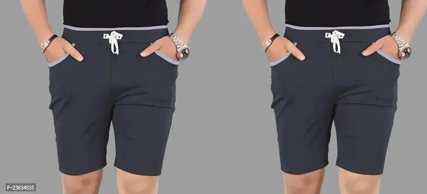 Stylish Polyester Solid Shorts For Men Pack Of 2-thumb0