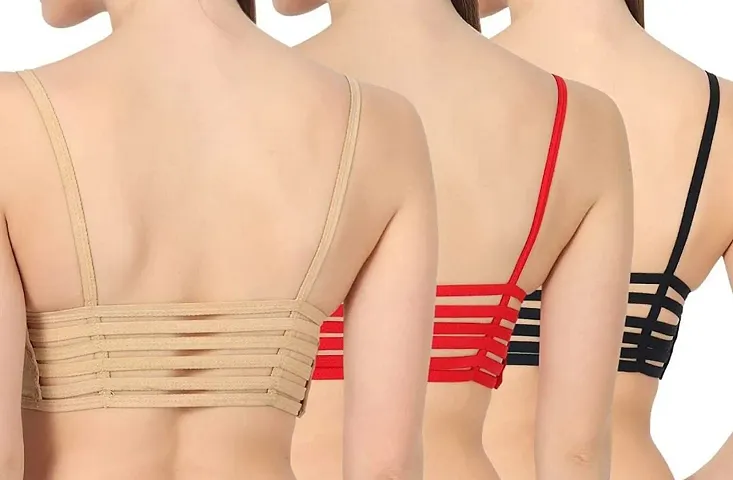 The Tinge Women's Stretchable Modal 6 Strap Designer Bralette for Women|Women's Innerwear (Pack of 3)