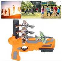 TinyTales Plane Toy Airplane Launcher Toy Gun with 4 Glider Planes Guns (Orange)-thumb2