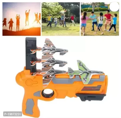 TinyTales Plane Toy Airplane Launcher Toy Gun with 4 Glider Planes Guns (Orange)-thumb3