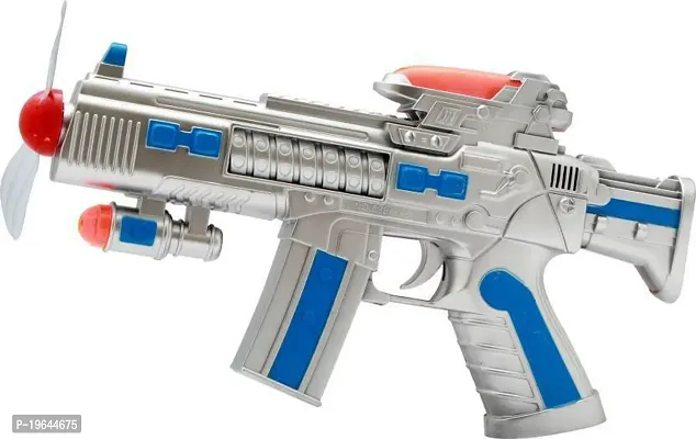 Space Gun with LED Rotating Blades, Music, Infrared  Vibration Toy Gun for Kids - Multicolornbsp;