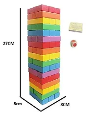 54 Pcs Blocks with Dice Wooden Tumbling Stacking Building Tower Gamenbsp;nbsp;(Multicolor)-thumb4