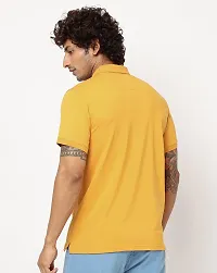 Elegant Yellow Cotton Blend Solid Polos For Men-thumb1