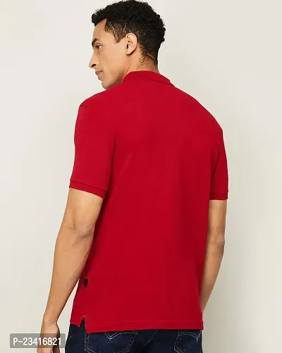 Elegant Red Cotton Blend Solid Polos For Men-thumb2