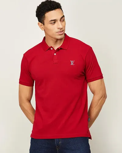 Cotton Blend Solid Polo Tees for Men