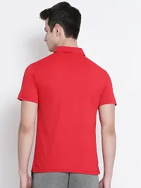 Elegant Red Cotton Blend Solid Polos For Men-thumb1