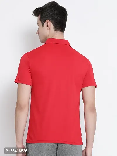 Elegant Red Cotton Blend Solid Polos For Men-thumb2