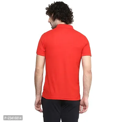 Elegant Red Cotton Blend Solid Polos For Men-thumb2