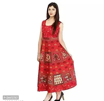 Stylish Red Cotton Printed Dresses For Women