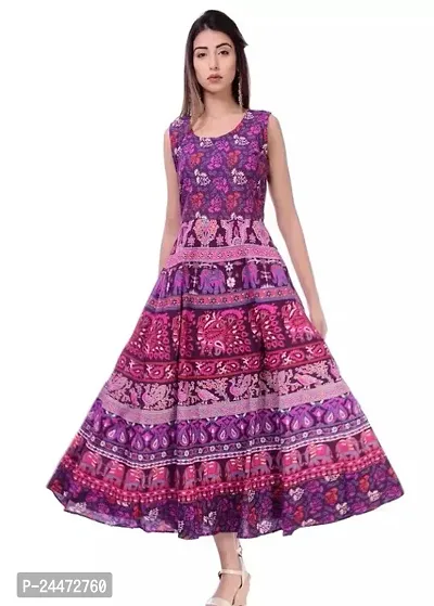 Stylish Purple Cotton Printed Dresses For Women-thumb0