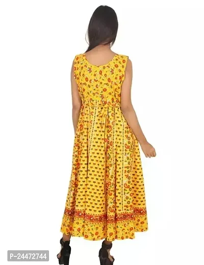 Stylish Yellow Cotton Printed Dresses For Women-thumb2