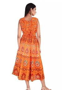 Stylish Orange Cotton Printed Dresses For Women-thumb1
