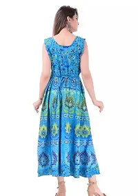 Stylish Blue Cotton Printed Dresses For Women-thumb1