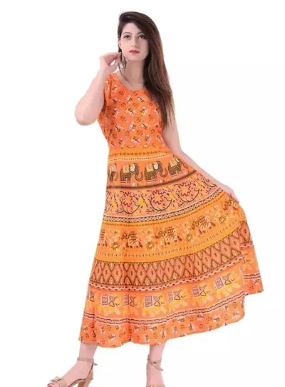 E-WISH BOX Rajasthani Traditional Women's Maxi Long Dress Jaipuri Dress DN-8