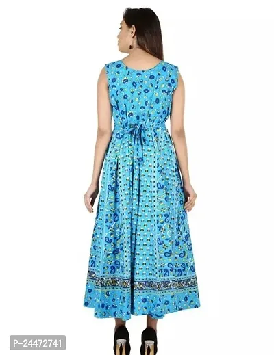 Stylish Blue Cotton Printed Dresses For Women-thumb2