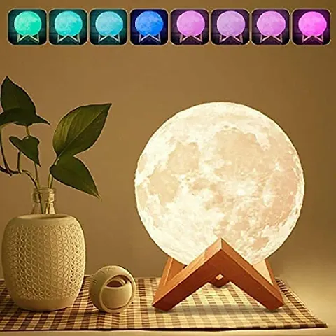 Gojeeva Moon Lamp 3D 7 Color Changing 15 cm with Stand Moon Night Rechargeable Lamp with Stand for Bedroom Lights for Adults, Kids, Gifts, Indoor Lighting, Valentine (Moon 15cm, 1 Piece)
