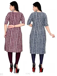 Elegant Crepe Printed Straight Kurta For Women- Pack Of 2-thumb1