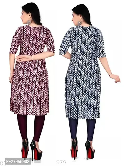 Elegant Crepe Printed Straight Kurta For Women- Pack Of 2-thumb2