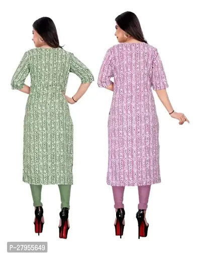 Elegant Crepe Printed Straight Kurta For Women- Pack Of 2-thumb2