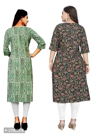 Elegant Crepe Printed Straight Kurta For Women- Pack Of 2-thumb2