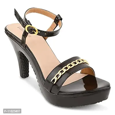 Elegant Leather Coffee Solid Sandal For Women