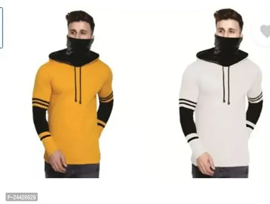 Stylish Cotton Blend Solid Long Sleeves Hoodies Combo For Men Pack Of 2-thumb0