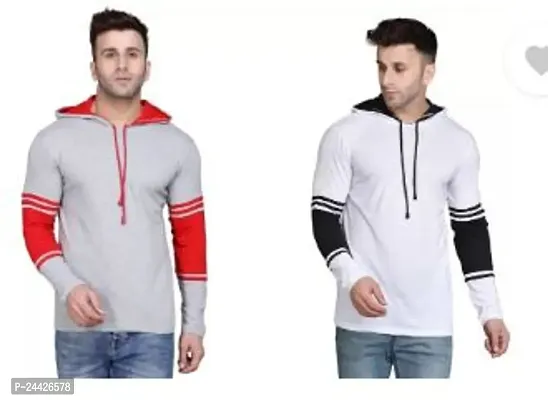 Stylish Cotton Blend Solid Long Sleeves Hoodies Combo For Men Pack Of 2
