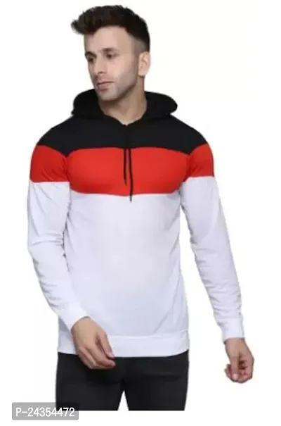 Elegant Cotton Blend Self Pattern Hooded Tees For Men