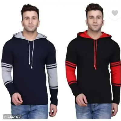 Stylish Cotton Blend Solid Long Sleeves Hoodies Combo For Men Pack Of 2-thumb0