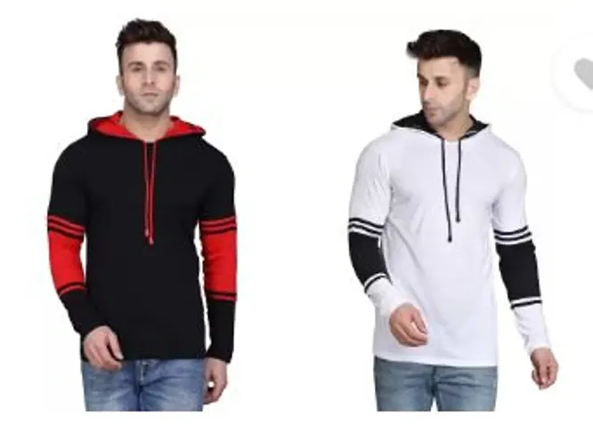 Stylish Blend Solid Long Sleeves Hoodies Combo For Men Pack Of 2