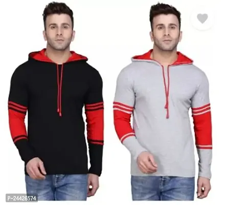 Stylish Cotton Blend Solid Long Sleeves Hoodies Combo For Men Pack Of 2