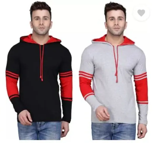 Stylish Cotton Blend Solid Long Sleeves Hoodies Combo For Men Pack Of 2