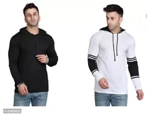 Stylish Cotton Blend Solid Long Sleeves Hoodies Combo For Men Pack Of 2