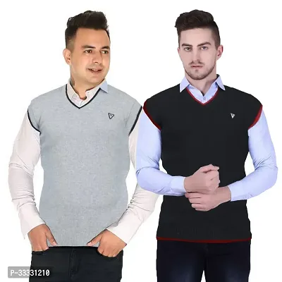 Stylish Wool Solid Sleeveless Sweater for Men, Pack of 2